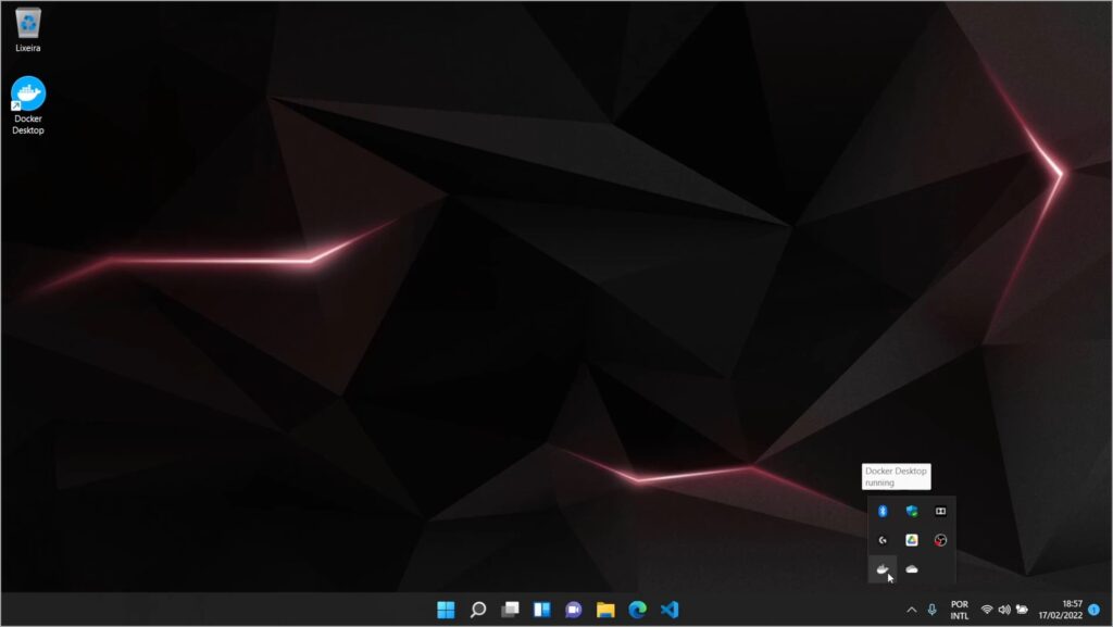 Abertura do Docker via Bandeja do sistema